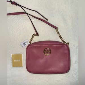 NWT Tulip Michael Kors Leather Crossbody Purse Handbag Pink Mauve Christmas Gift